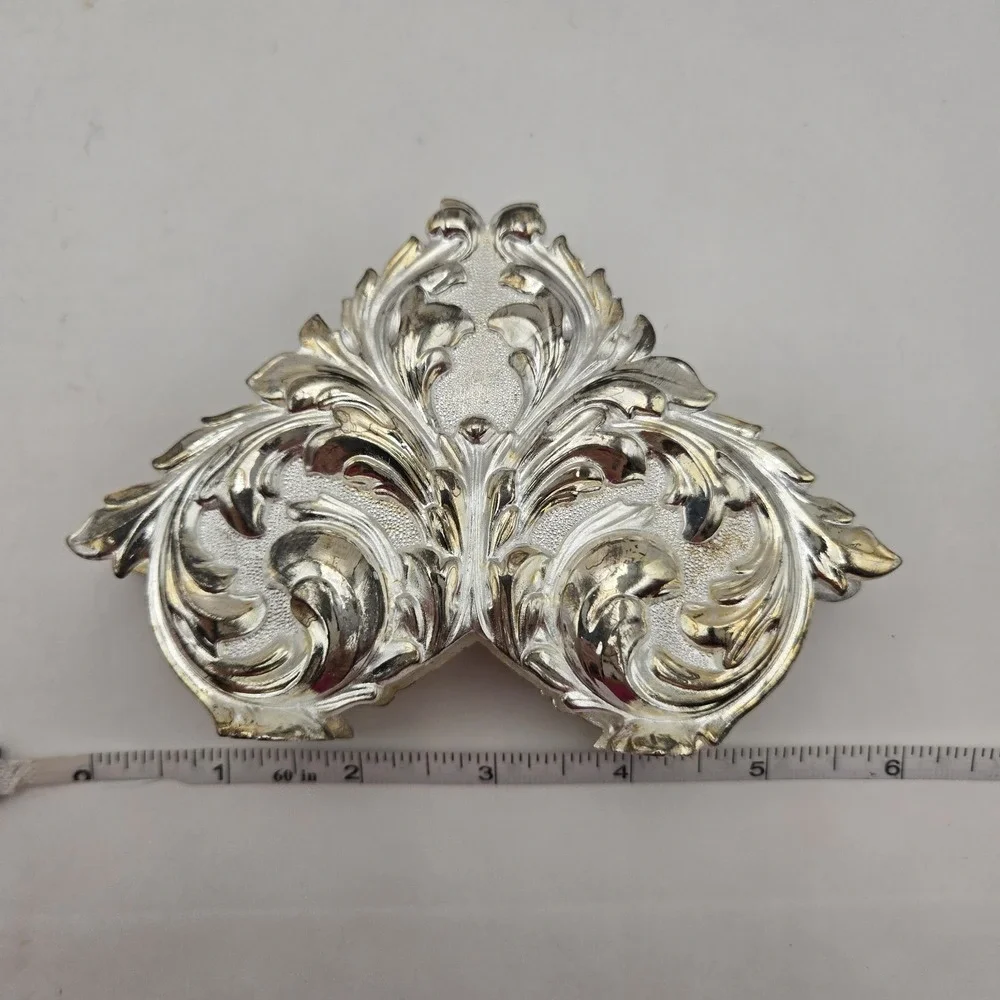 Vintage Ornate Silver Tone Napkin Holder Scroll Design NIB Hong Kong Baroque New